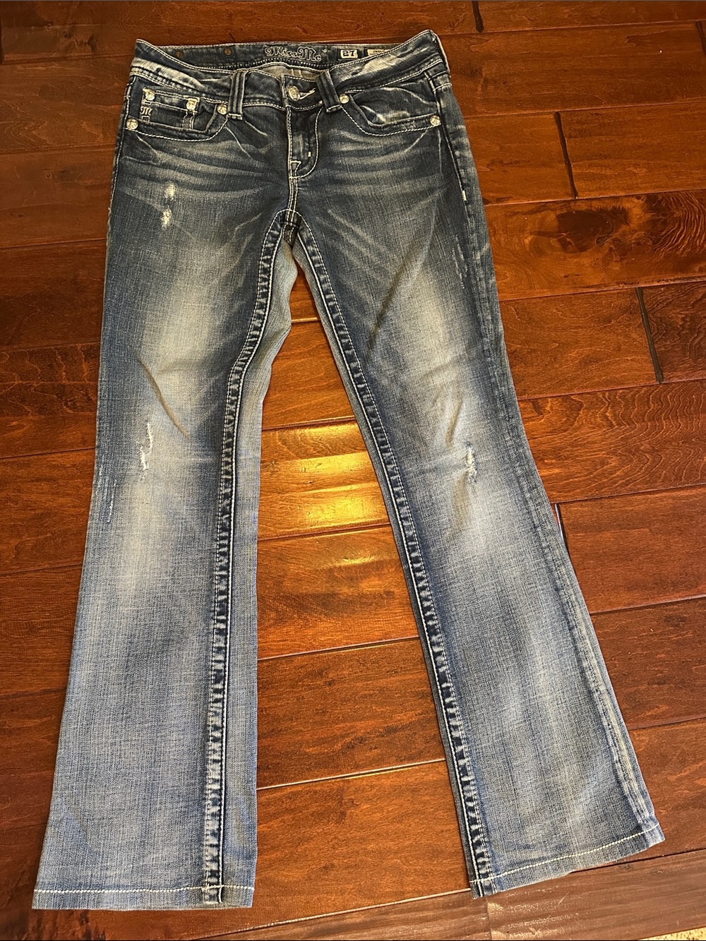 Miss Me JW5416B Low Rise Bootcut Jeans Sz 27 Bling Y2K